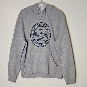 Gray Vintage Madrid Graphic Hoodie by Roly (Size XL)